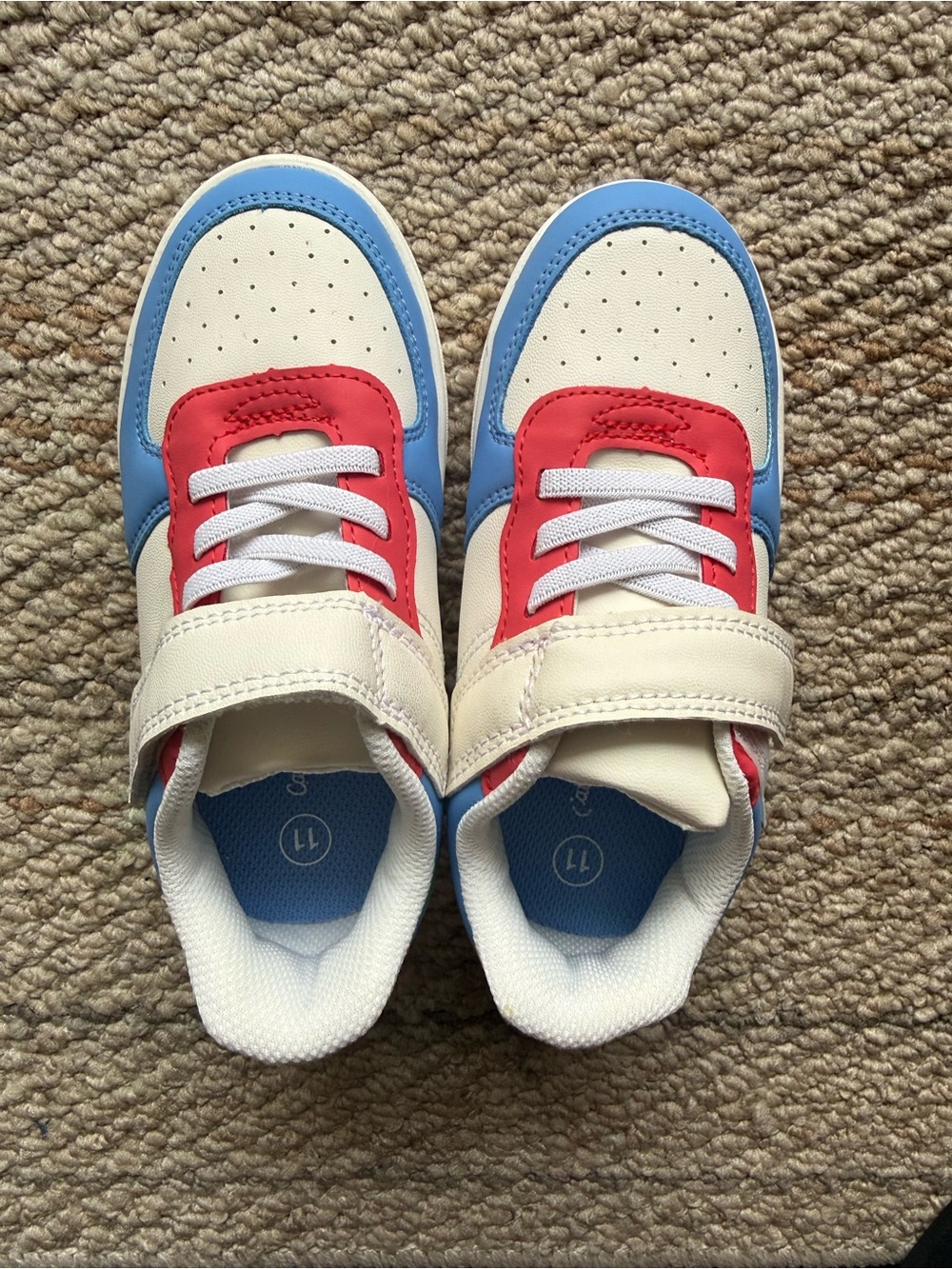 Cat & Jack White, Blue & Red Kids Sneakers with Velcro - Picture 2 of 4